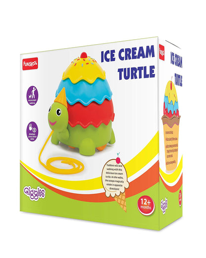 Funskool Giggles Ice Cream Turtle Push & Pull Toy-9M+