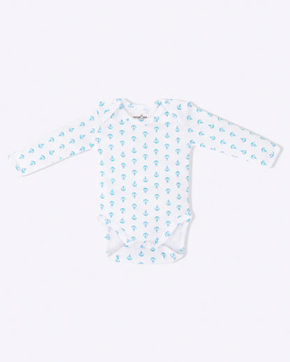 Cotton Bug White & Multicolor Bodysuit Sets with Caps-Organic Cotton-Anchor-Pack of 3-For Infants