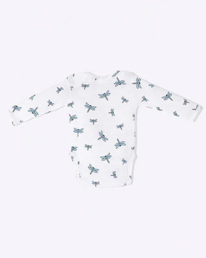 Cotton Bug White Bodysuit-Dragonfly-Organic Cotton-Full Sleeves-Pack Of 3-For Infants