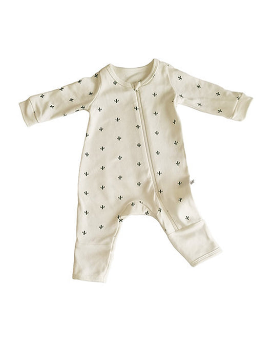 Tickle Tickle Off White Sleepsuit-Desert Spiky-GOTS Certified Organic Cotton-For Infants