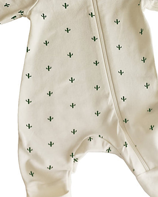 Tickle Tickle Off White Sleepsuit-Desert Spiky-GOTS Certified Organic Cotton-For Infants