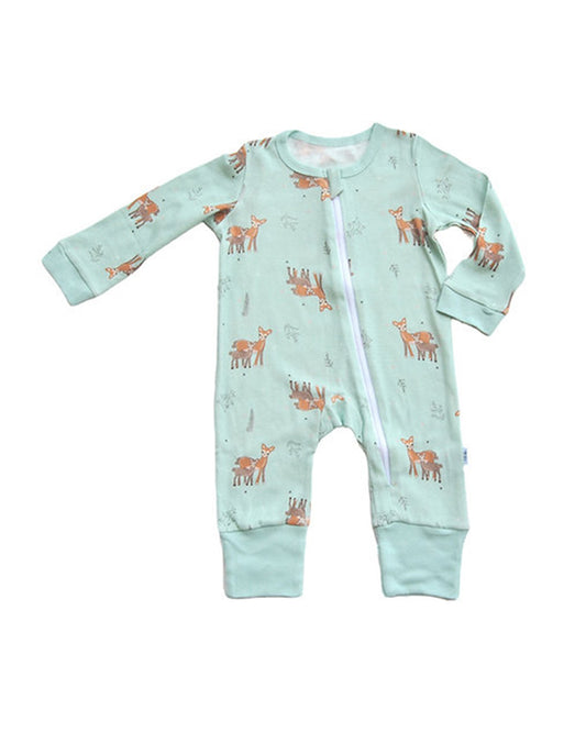 Tickle Tickle Sea Green Sleepsuit-Dasher Zipup-GOTS Certified Organic Cotton-For Infants