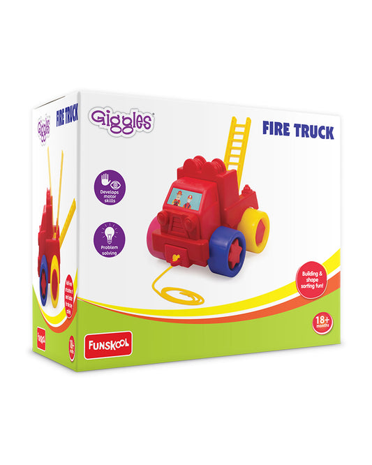 Funskool Giggles Fire Truck Vehicle Toy-Red-9M+