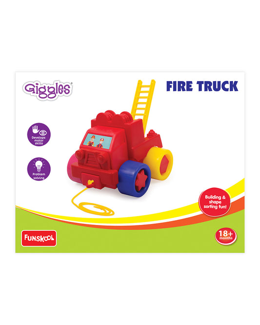 Funskool Giggles Fire Truck Vehicle Toy-Red-9M+