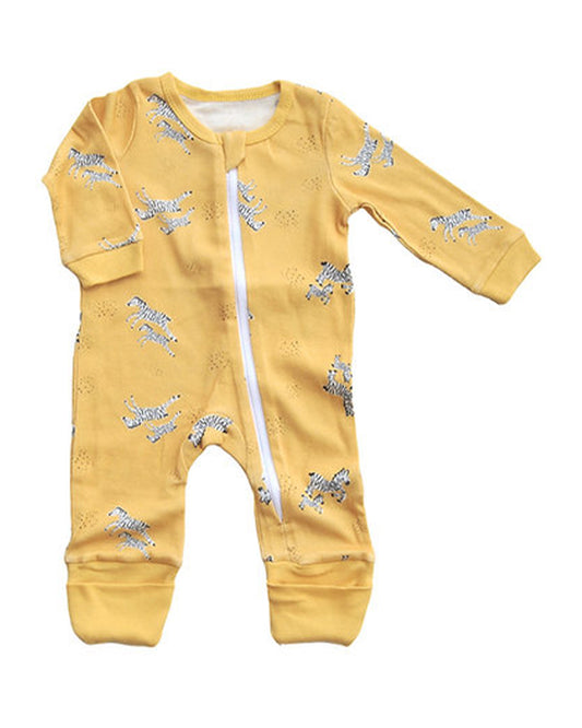 Tickle Tickle Mustard Sleepsuit-Zoe Zipup-GOTS Certified Organic Cotton-For Infants