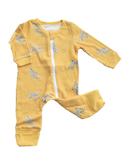 Tickle Tickle Mustard Sleepsuit-Zoe Zipup-GOTS Certified Organic Cotton-For Infants