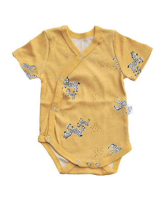 Tickle Tickle Mustard Kimono Bodysuit-Zoe-GOTS Certified Organic Cotton-For Infants