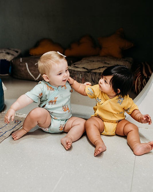 Tickle Tickle Light Blue Kimono Bodysuit-Dasher-GOTS Certified Organic Cotton-For Infants