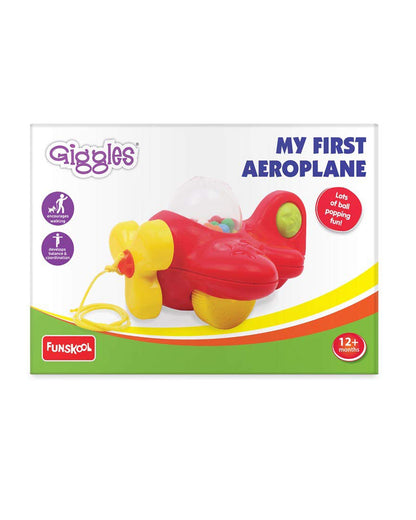 Funskool Giggles My First Aeroplane Push & Pull Toy-Red-9M+