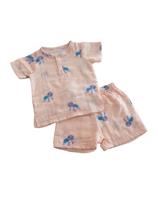 Tickle Tickle Peach T-shirt & Shorts-Toby Turtle-GOTS Certified Organic Cotton-For Infants