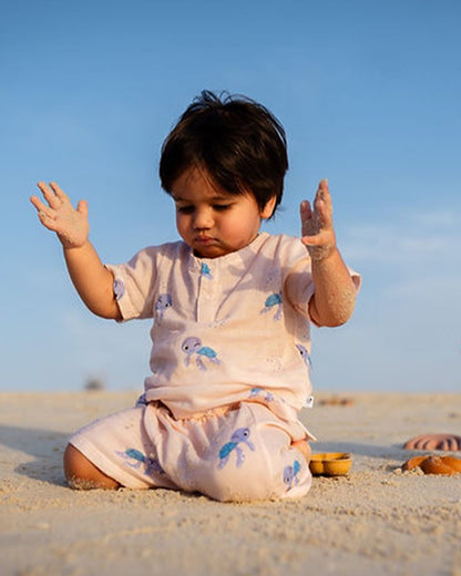 Tickle Tickle Peach T-shirt & Shorts-Toby Turtle-GOTS Certified Organic Cotton-For Infants