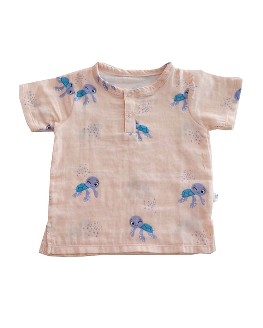 Tickle Tickle Peach T-shirt & Shorts-Toby Turtle-GOTS Certified Organic Cotton-For Infants