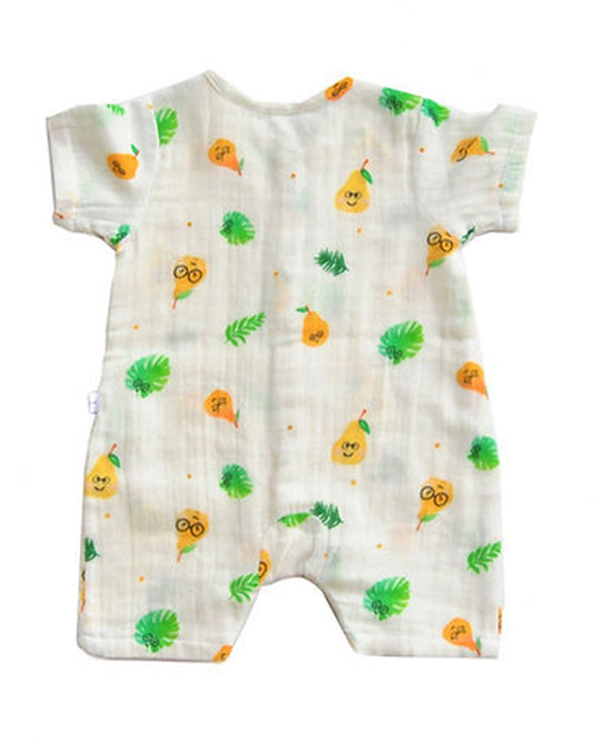 Tickle Tickle White Romper-Poppet Pear-GOTS Certified Organic Cotton-For Infants