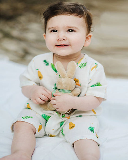 Tickle Tickle White Romper-Poppet Pear-GOTS Certified Organic Cotton-For Infants