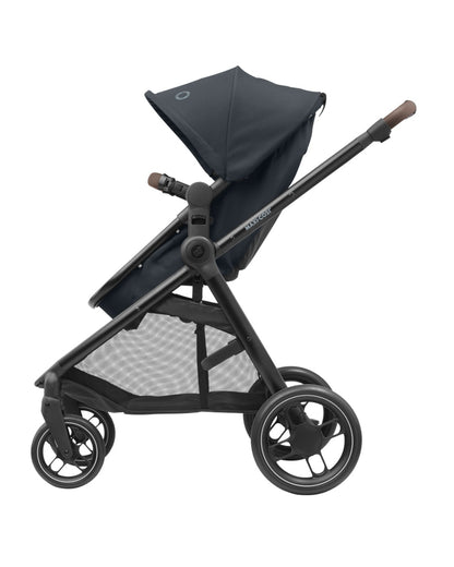 Maxi Cosi Zelia 3.0 Baby Stroller-2 in 1 Seat With Carry Cot Mode-Height Adjustable Parent Handle Bar-Reversible Seat-One Hand Fold-Travel System Compatible-6 Months Warranty-For 0 to 4Y (Upto 22 Kg)-Essential Graphite