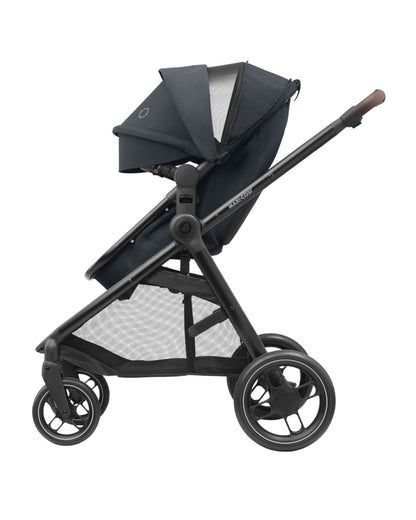Maxi Cosi Zelia 3.0 Baby Stroller-2 in 1 Seat With Carry Cot Mode-Height Adjustable Parent Handle Bar-Reversible Seat-One Hand Fold-Travel System Compatible-6 Months Warranty-For 0 to 4Y (Upto 22 Kg)-Essential Graphite