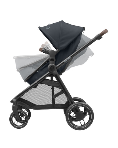 Maxi Cosi Zelia 3.0 Baby Stroller-2 in 1 Seat With Carry Cot Mode-Height Adjustable Parent Handle Bar-Reversible Seat-One Hand Fold-Travel System Compatible-6 Months Warranty-For 0 to 4Y (Upto 22 Kg)-Essential Graphite