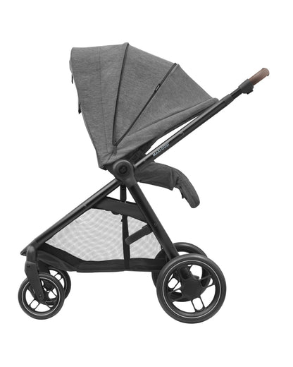 Maxi Cosi Street Baby Stroller-Height Adjustable Parent Handle Bar-Reversible & Flat Reclining Seat-One Hand Fold-Travel System Compatible-6 Months Warranty-For 0 to 4Y (Upto 22 Kg)-Select Grey