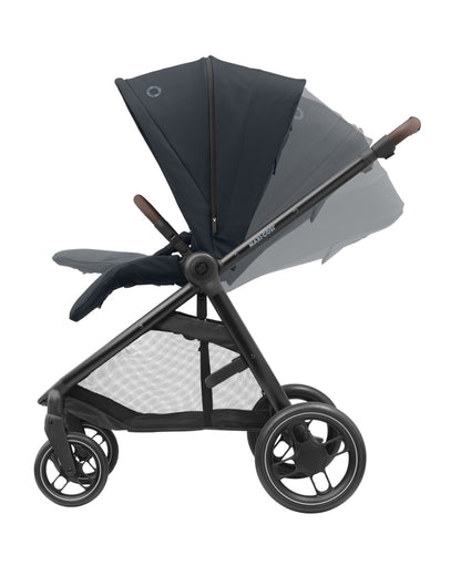 Maxi Cosi Street Baby Stroller-Height Adjustable Parent Handle Bar-Reversible & Flat Reclining Seat-One Hand Fold-Travel System Compatible-6 Months Warranty-For 0 to 4Y (Upto 22 Kg)-Essential Grey