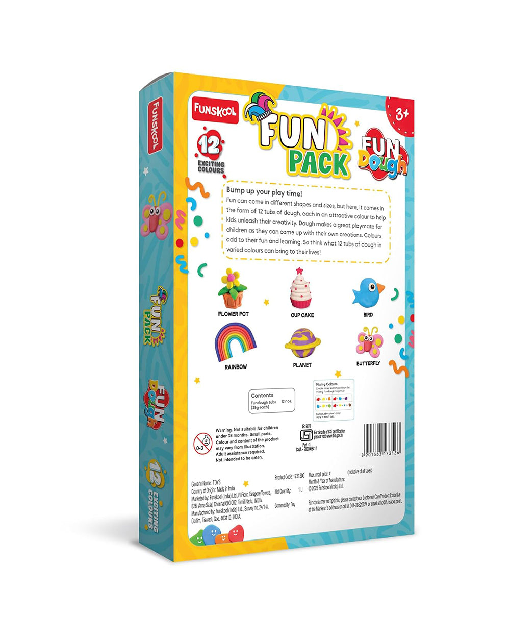 Funskool Fundough Fun Pack-With 12 Clay Tubs-Art & Craft Kit-18M+-