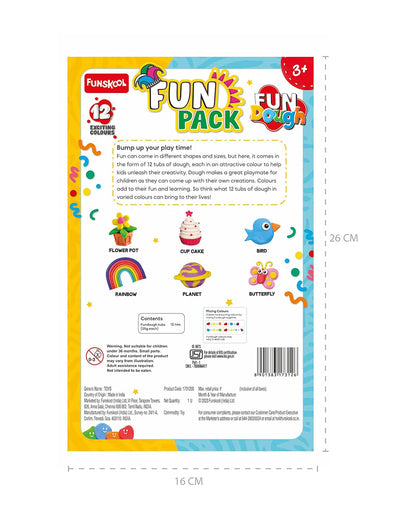 Funskool Fundough Fun Pack-With 12 Clay Tubs-Art & Craft Kit-18M+