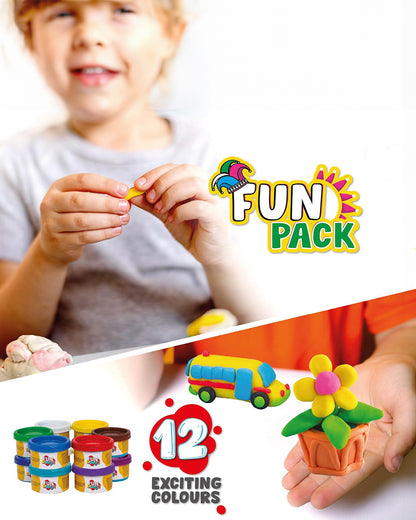 Funskool Fundough Fun Pack-With 12 Clay Tubs-Art & Craft Kit-18M+