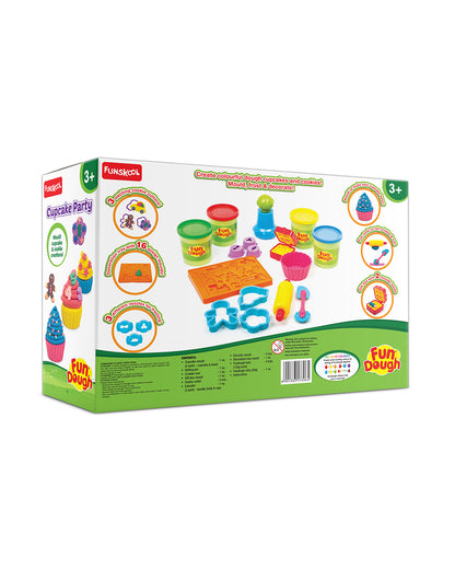 Funskool Fundough Cup Cake Party-With Extruder, Large Cupcake Mould & 4 Clay Tubs-Art & Craft Kit-18M+