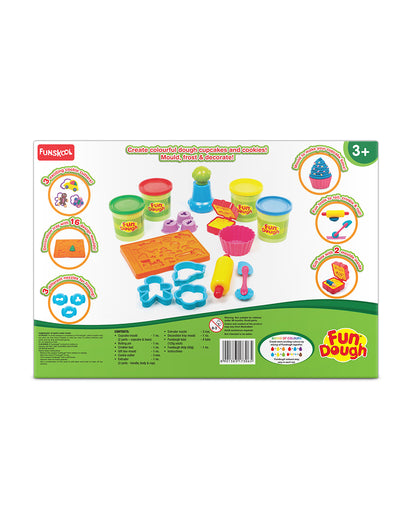 Funskool Fundough Cup Cake Party-With Extruder, Large Cupcake Mould & 4 Clay Tubs-Art & Craft Kit-18M+