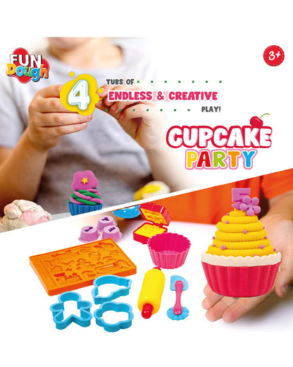 Funskool Fundough Cup Cake Party-With Extruder, Large Cupcake Mould & 4 Clay Tubs-Art & Craft Kit-18M+