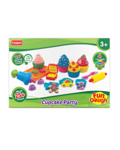 Funskool Fundough Cup Cake Party-With Extruder, Large Cupcake Mould & 4 Clay Tubs-Art & Craft Kit-18M+