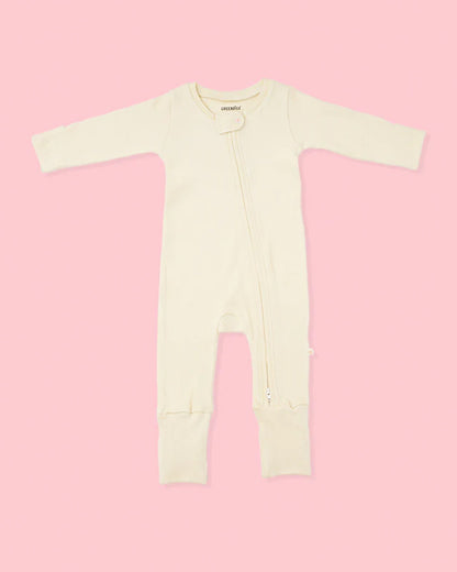 Greendigo Off White Sleepsuit-Vanilla Clouds-100% Pure Bamboo-For Infants