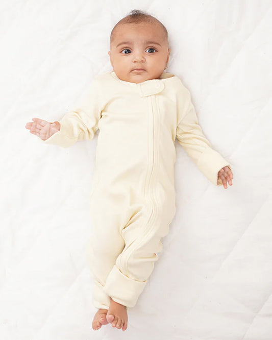 Greendigo Off White Sleepsuit-Vanilla Clouds-100% Pure Bamboo-For Infants