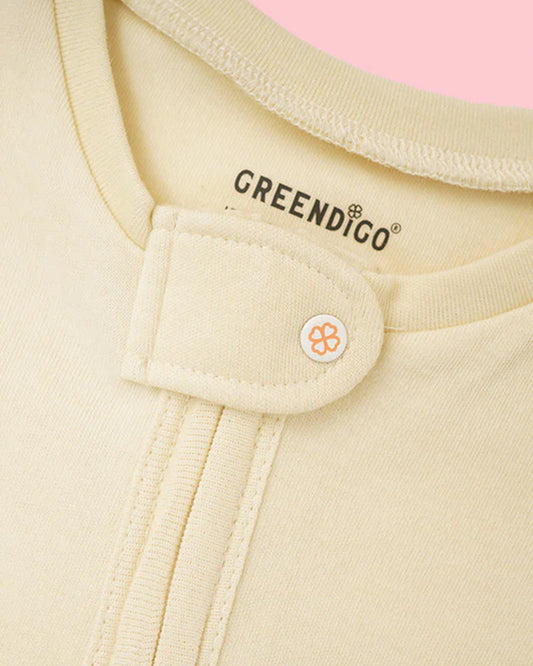 Greendigo Off White Sleepsuit-Vanilla Clouds-100% Pure Bamboo-For Infants