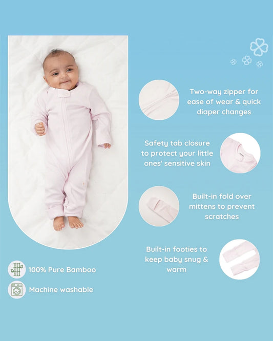 Greendigo Lavender Sleepsuit-Rosy Dreams-100% Pure Bamboo-For Infants