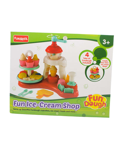 Funskool Fundough Ice-cream Shop-With Extruder, Ice Cream Cones, Waffle Maker, Cup Cakes, 4 Clay Tubs-Art & Craft Kit-18M+