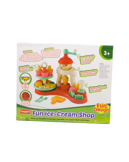 Funskool Fundough Ice-cream Shop-With Extruder, Ice Cream Cones, Waffle Maker, Cup Cakes, 4 Clay Tubs-Art & Craft Kit-18M+