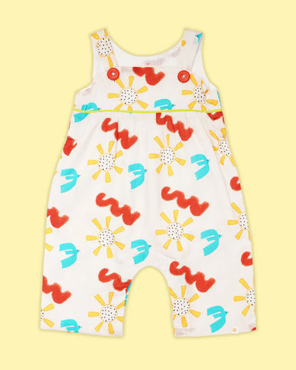 Greendigo White & Multicolor Romper-Confetti-100% Pure Cotton-For Infants