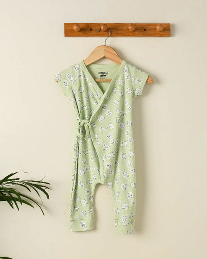 Greendigo Pastel Green Romper-Mumbo Jumbo-100% GOTS Certified Organic Cotton-For Infants