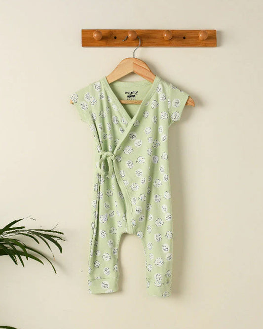 Greendigo Pastel Green Romper-Mumbo Jumbo-100% GOTS Certified Organic Cotton-For Infants
