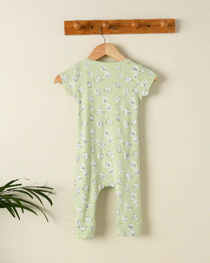 Greendigo Pastel Green Romper-Mumbo Jumbo-100% GOTS Certified Organic Cotton-For Infants