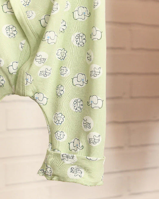 Greendigo Pastel Green Romper-Mumbo Jumbo-100% GOTS Certified Organic Cotton-For Infants