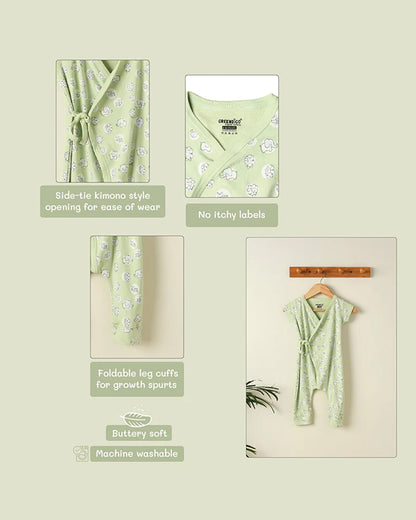 Greendigo Pastel Green Romper-Mumbo Jumbo-100% GOTS Certified Organic Cotton-For Infants