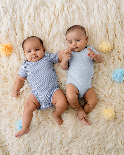 Greendigo Light Blue Bodysuits-Misty-100% GOTS Certified Organic Cotton-Pack Of 2-For Infants