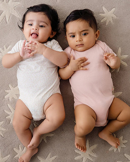 Greendigo Peach Bodysuits-Fern-100% GOTS Certified Organic Cotton-Pack Of 2-For Infants