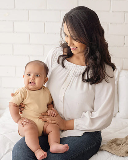 Greendigo Beige & Light Grey Bodysuits-Olive-100% GOTS Certified Organic Cotton-Pack of 2-For Infants