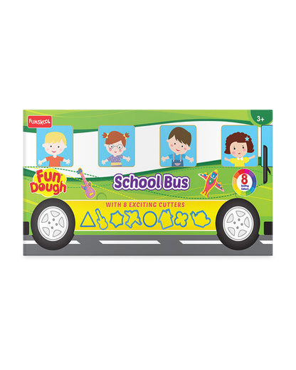 Funskool Fundough School Bus-With 8 Cutters & 8 Clay Tubs-Art & Craft Kit-18M+