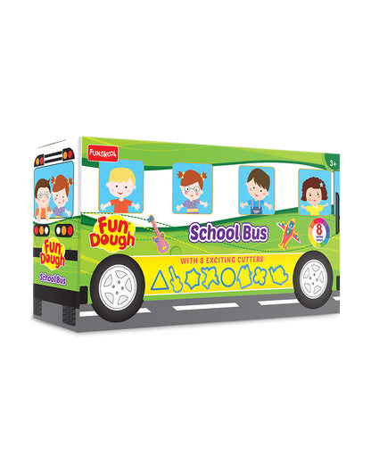 Funskool Fundough School Bus-With 8 Cutters & 8 Clay Tubs-Art & Craft Kit-18M+