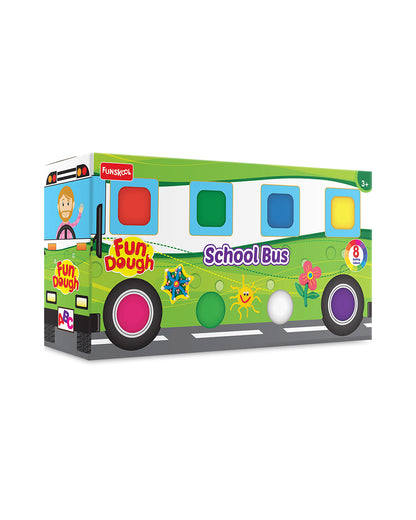 Funskool Fundough School Bus-With 8 Cutters & 8 Clay Tubs-Art & Craft Kit-18M+