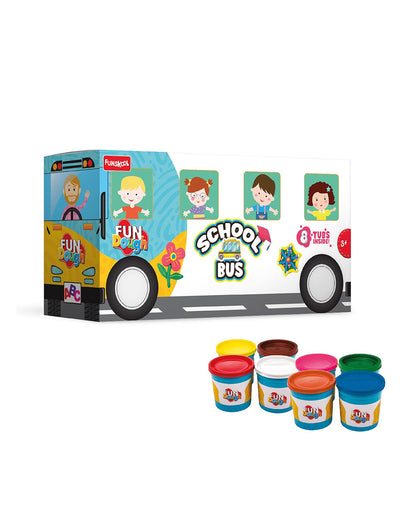 Funskool Fundough School Bus-With 8 Cutters & 8 Clay Tubs-Art & Craft Kit-18M+