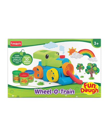 Funskool Fundough Wheel O Train-With Train Extruder, 5 Form Wheels & 4 Clay Tubs-Art & Craft Kit-18M+